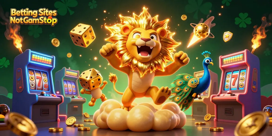 Experience thrilling action with Betting Sites Not On GamStop, featuring a roaring lion and casino motifs.
