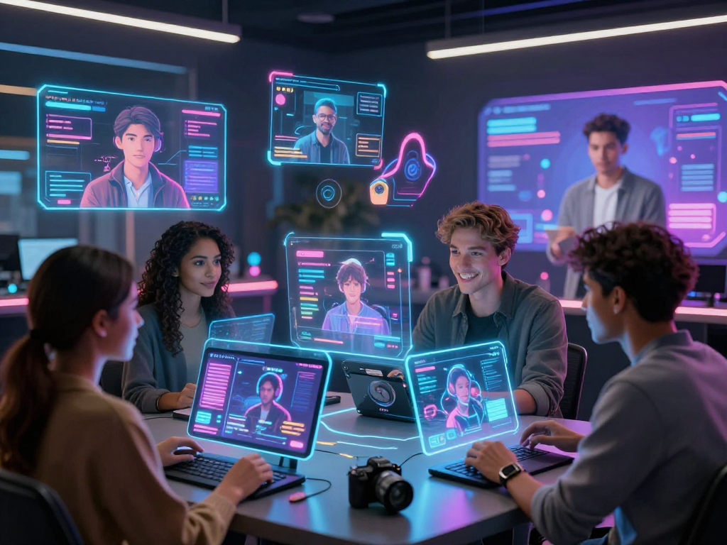 Engaging AI porn chat avatars interacting in a dynamic digital environment with immersive features.