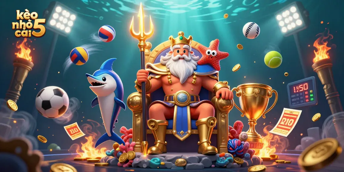 Engage with kèo nhà cái 5 through this vibrant underwater sports betting scene featuring Neptune.