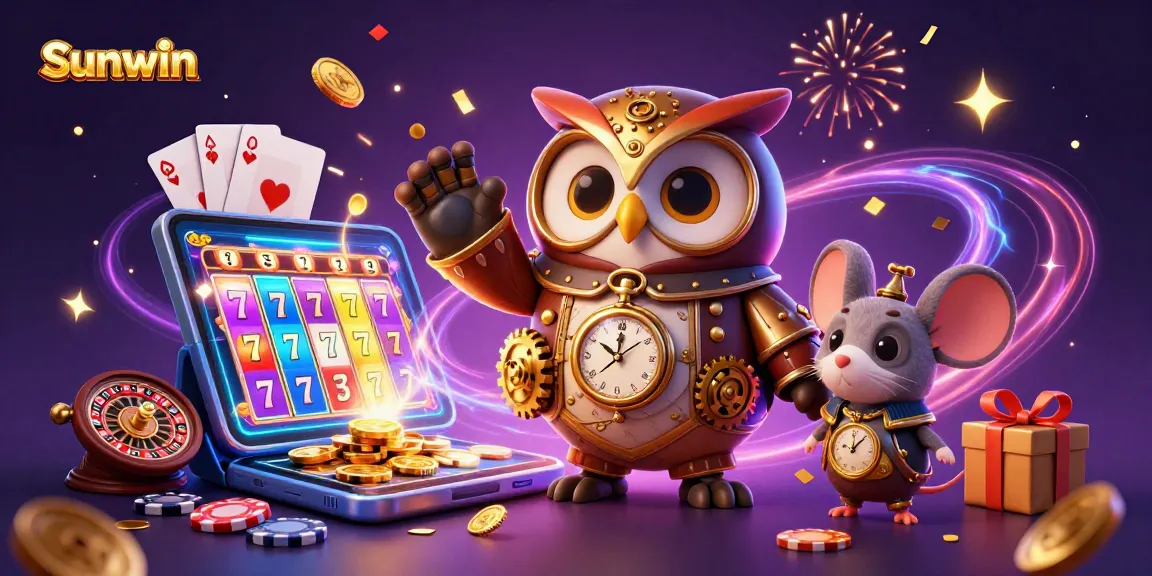 Engage with Sunwin's vibrant 3D casino scene featuring thrilling slots and magical moments.